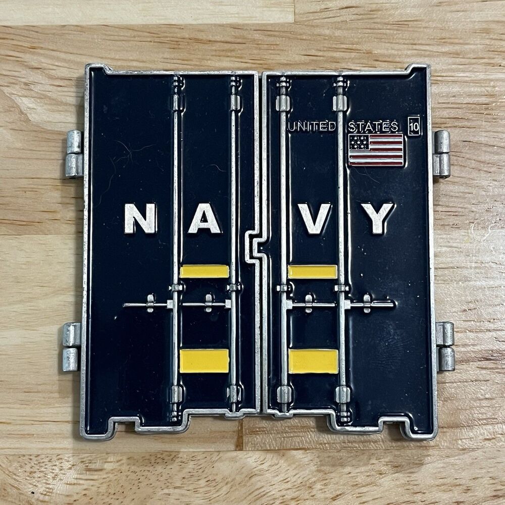Challenge Coin USN Navy Cargo Handling Battalion Chiefs Mess 3pc Hinge CHB-10
